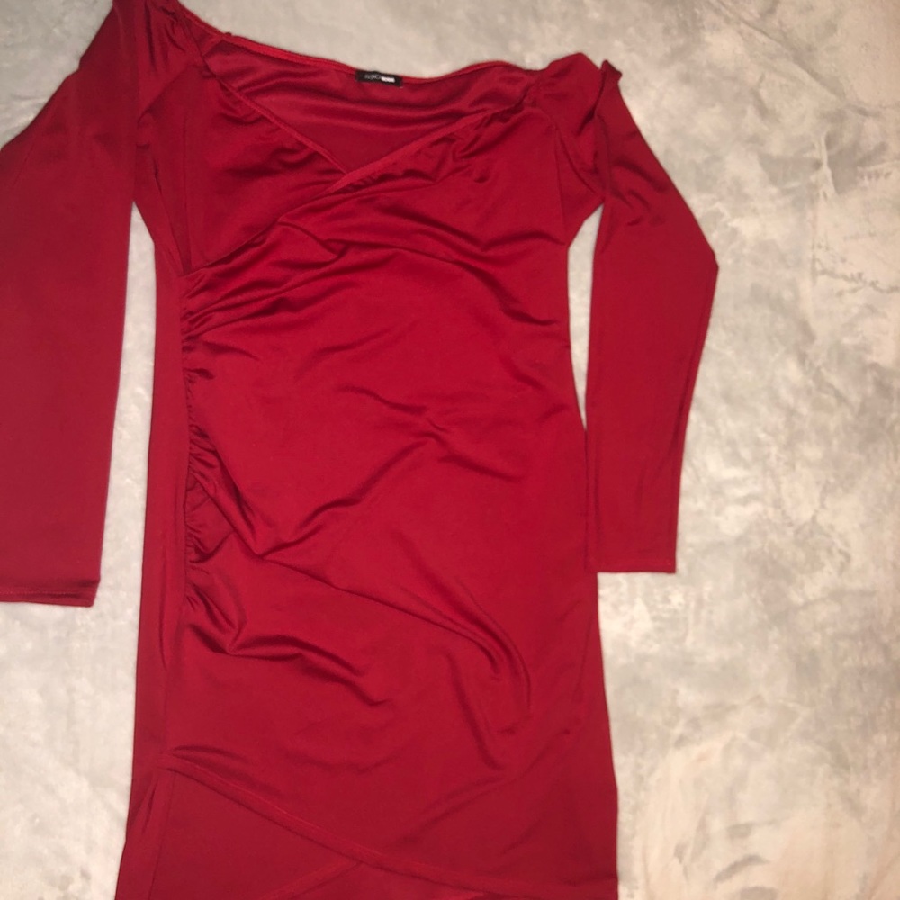 Red ruched dress